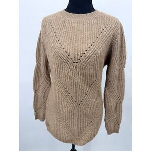 Reserve Fairfax Sweater Womens Large Brown Good Pointelle Chevron Knit Pullover